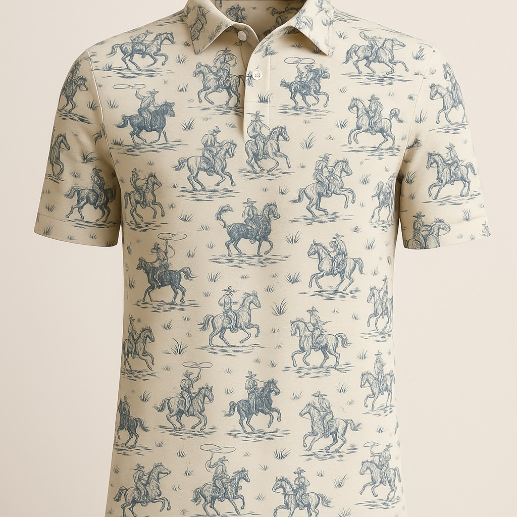 8 Vintage Cowboy Performance Polo Cream