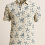 Texas Rodeo  Performance Polo Cream with Navy Cowboy Icons by Texas Life Outfitters
