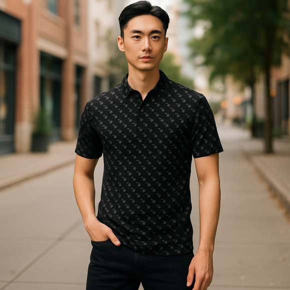 Texas State Performance Polo Black with Charcoal Texas State  Icons by Texas Life Outfitters