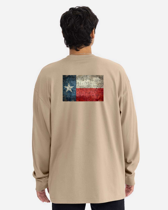 Texas Flag  Back Heavyweight oversized Long Sleeve T-shirt