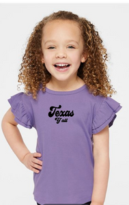Texas Y'all Toddler Flutter Sleeve Tee T-shirt