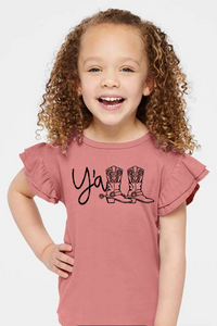 Y'all Boots  Toddler Flutter Sleeve Tee T-shirt