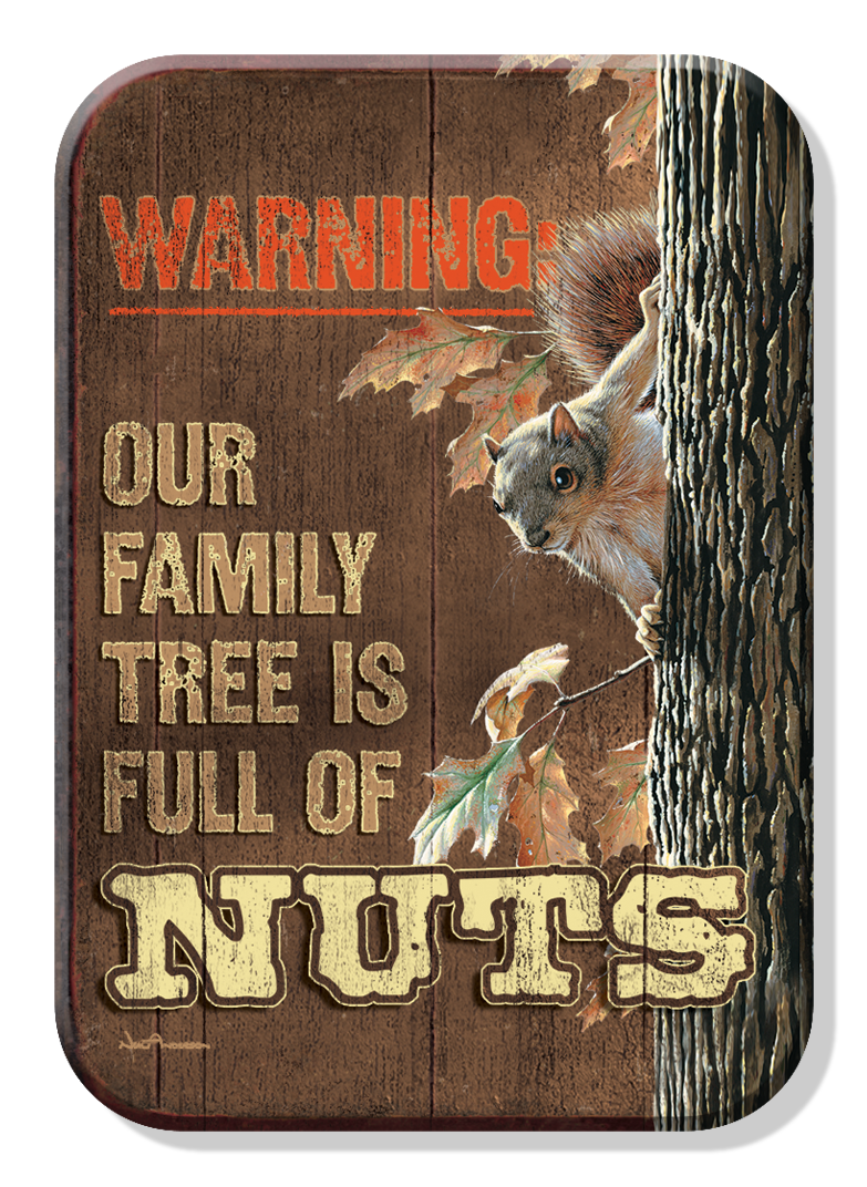 Magnet: Family Tree - Nuts Metal wrapped with printed media