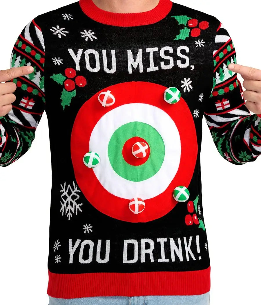 Drinking Game Men's Fun Ugly Christmas Sweater