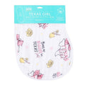 Texas Baby Girl Burp Cloth and Bib 2 in 1  Soft Bamboo Organic Cotton Combo
