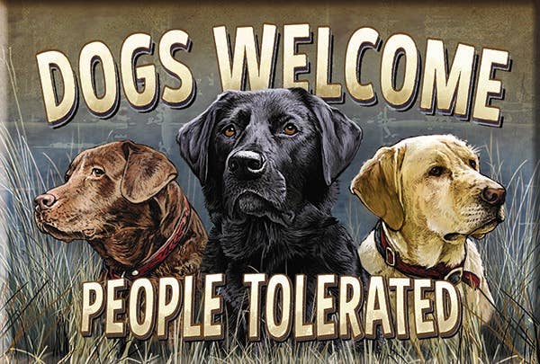 Magnet: Dogs Welcome Metal wrapped with printed media