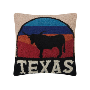 Longhorn In Sunset Hook Pillow