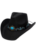 Turquoise Concho Belt Hard Shell Straw Cowboy Hat