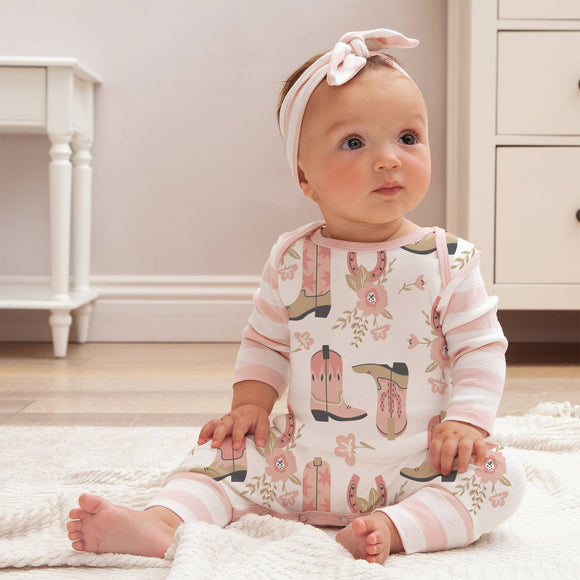 Baby Girl's Cowgirl Boots Cotton Romper youth