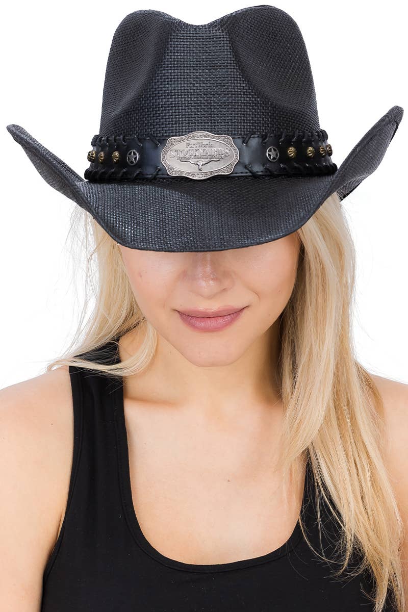 Fort Worth Stockyards Longhorn Western Cowboy Hat: BLACK / ONE SIZE
