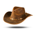 HADZAM Shapeable Brown Wide Brim Western Leather Cowboy Hat