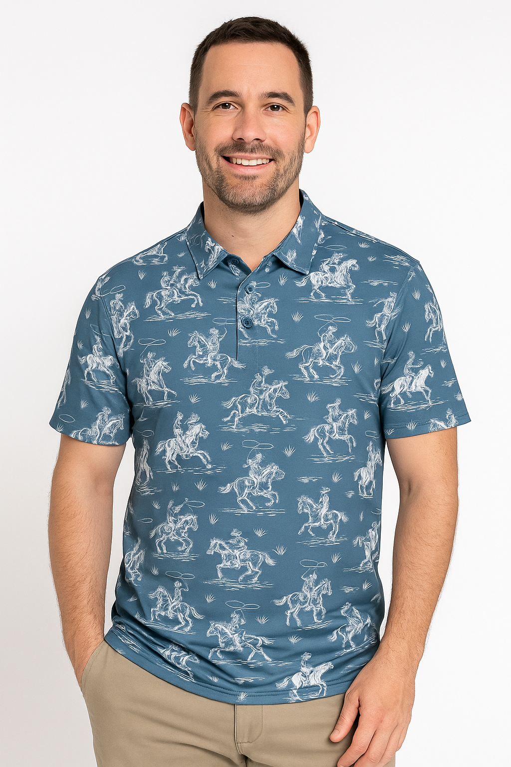 Vintage Cowboy Performance Polo Indigo