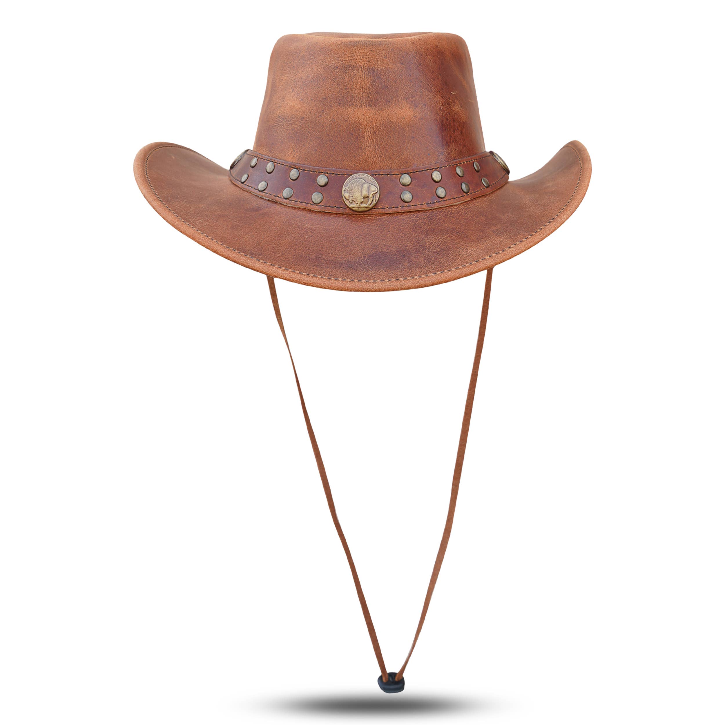 Unisex Shapeable Western Brown Leather Outback Cowboy Hat
