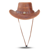 Unisex Shapeable Western Brown Leather Outback Cowboy Hat