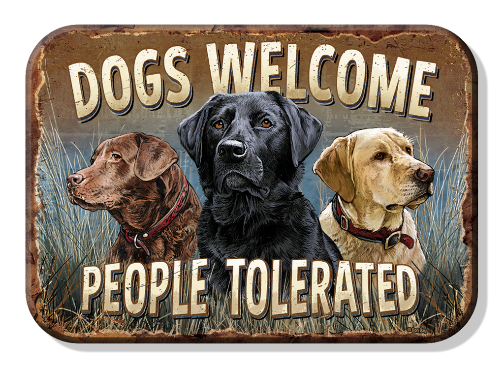 Magnet: Dogs Welcome Metal wrapped with printed media