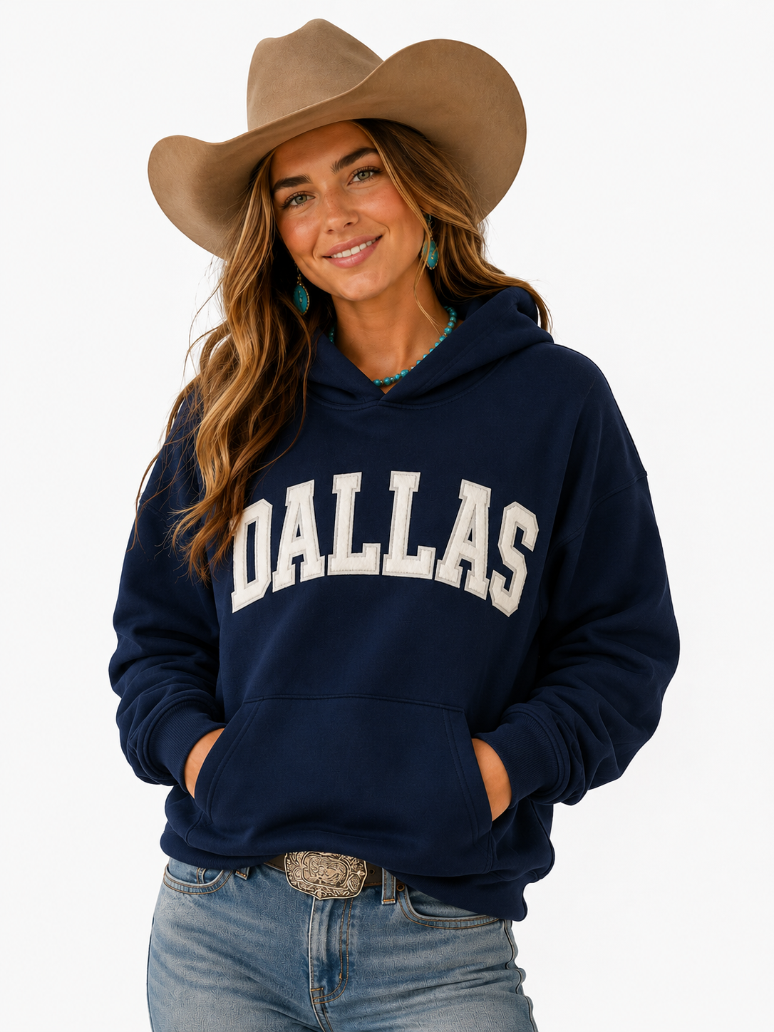 Dallas French Terry Hoodie Navy Sweatshirt
