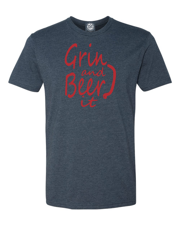 Grin and Beer It T-Shirt Navy Heather.