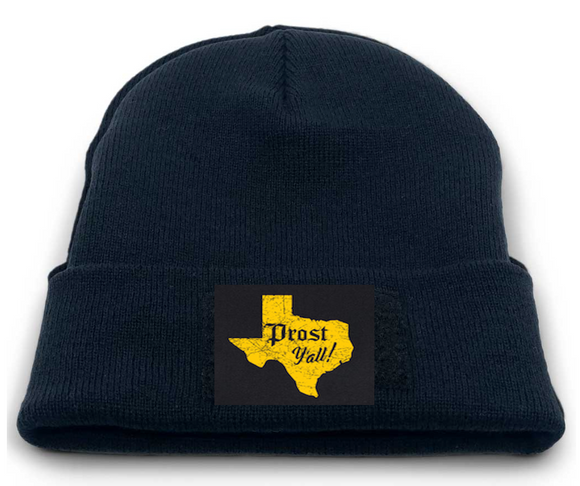 Beanie Cap Black with  Prost Y'all - Removable Velcro Patch