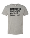 7-37 Sorry For The Mean, Awful, Accurate Things I said. T-Shirt