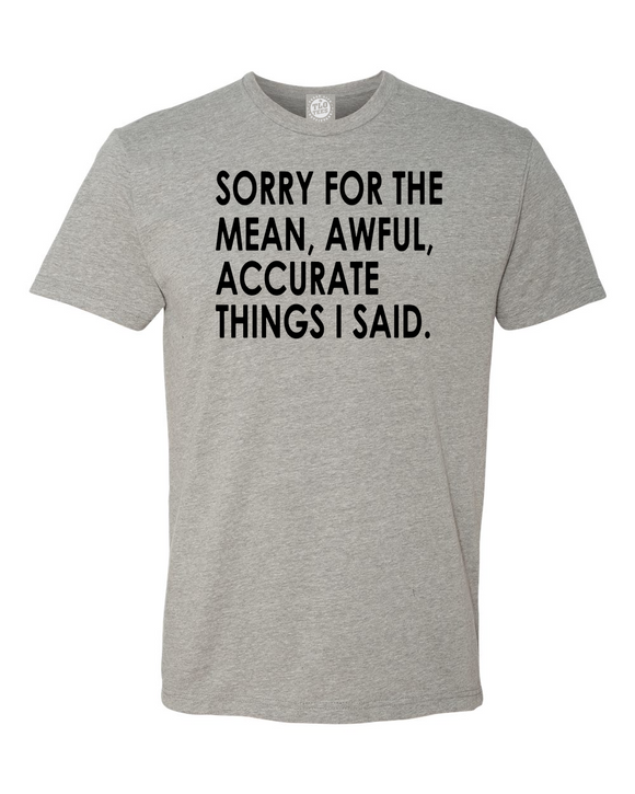 Sorry For The Mean, Awful, Accurate Things I said. T-Shirt