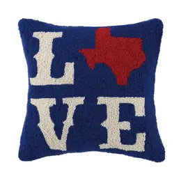 Love Texas Wool Hooked Pillow