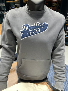 Dallas Script Tail with Texas Chenille Twill Crew Sweatshirt