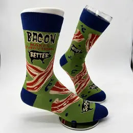 BACON MAKES EVERYTHING BETTER Men's Novelty Crew Socks