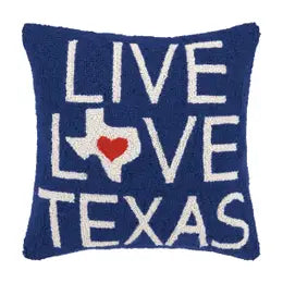 Live Love Texas Wool Hooked Pillow