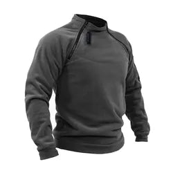 Men's Grey Fleece Pullover Sweatshirt Sweater Outdoor Tactical Fleece Jacket Windbreaker for Hunting Traveling