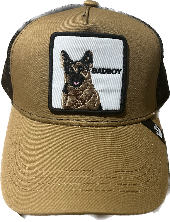 Bad Boy Retro Trucker 2-Tone Pull Patch Hat By Snapback - Tan and Black