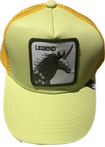 LEGEND Retro Trucker 2-Tone Pull Patch Hat By Snapback - LEMON and GOLD MESH