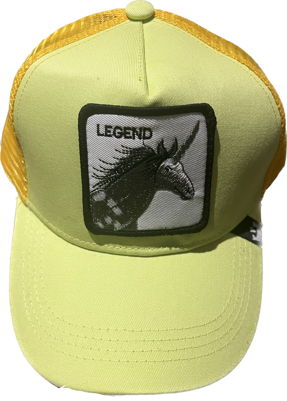 LEGEND Retro Trucker 2-Tone Pull Patch Hat By Snapback - LEMON and GOLD MESH