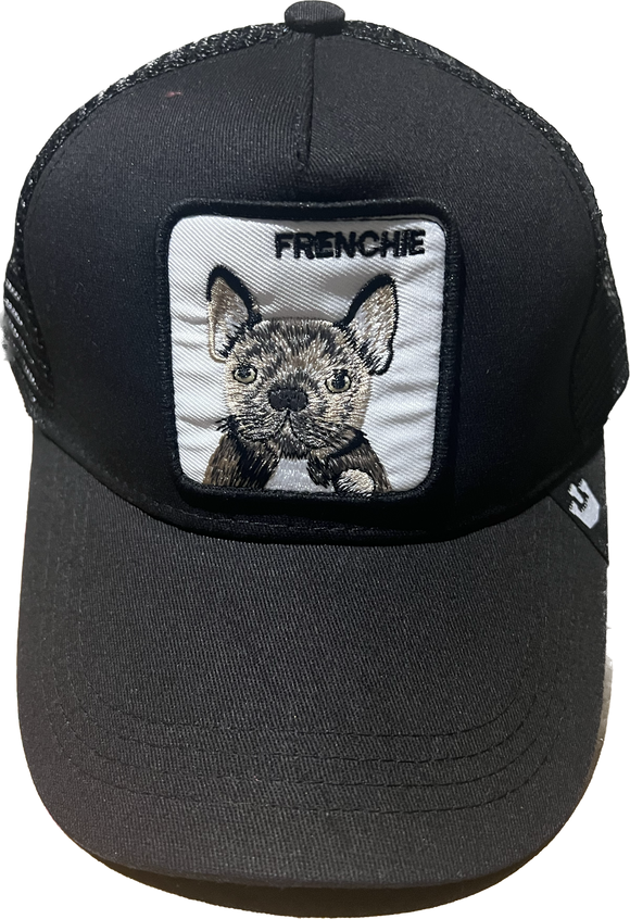 FRENCHIE  Retro Trucker 2-Tone Pull Patch Hat By Snapback - BLACK