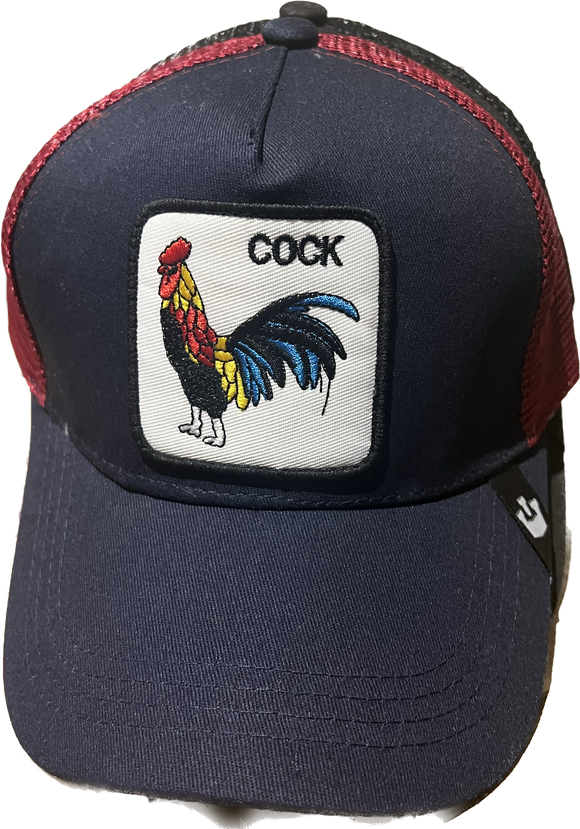 COCK   Retro Trucker 2-Tone Pull Patch Hat By Snapback - NAVY RED
