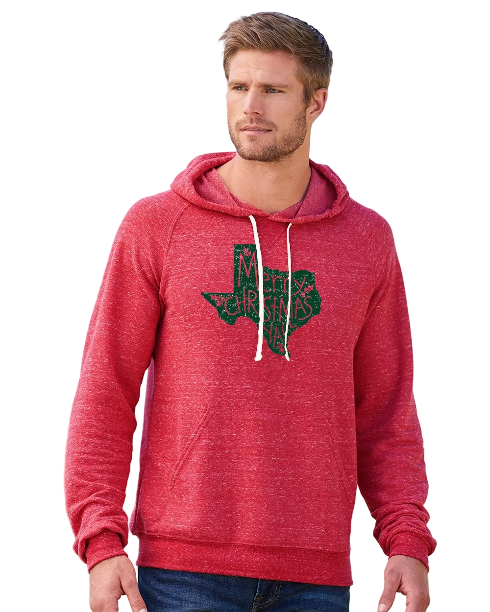 Merry Christmas Y'all Red Snow Heather Hoodie