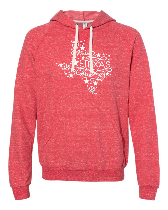 Merry Texas Christmas Snow Heather French Terry Hoodie