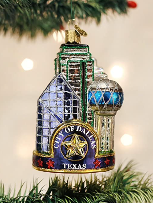 Old World Christmas City Of Dallas Glass Blown Ornament