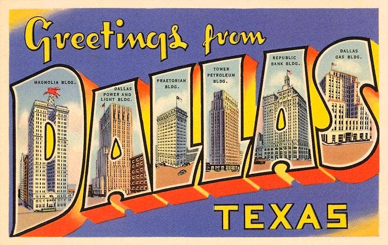 Greetings from Dallas, Texas - Vintage Image, Magnet
