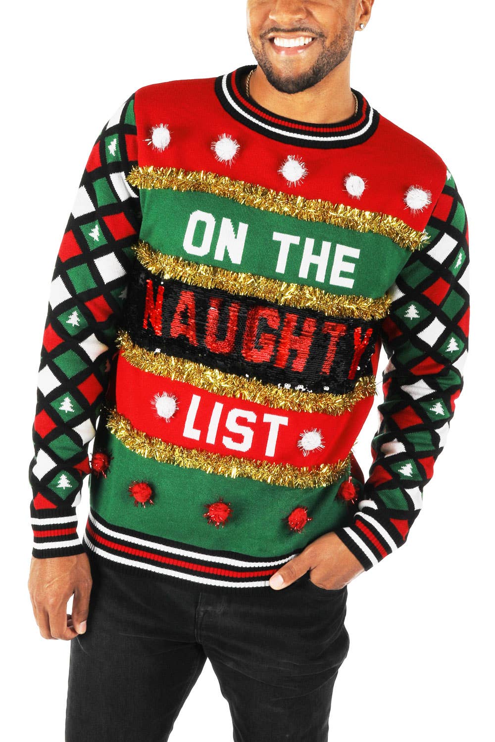 Men's Naughty or Nice Reversible Ugly Christmas Sweater