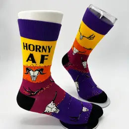 Horny as F.....K.  Men's Novelty Crew Socks