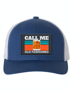 Call Me Old Fashioned Retro Trucker 2-Tone Pull Patch Hat By Snapback - Royal Blue and White