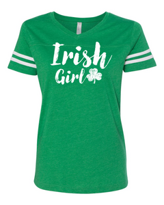 Irish Girl V-Neck Football Jersey T-Shirt