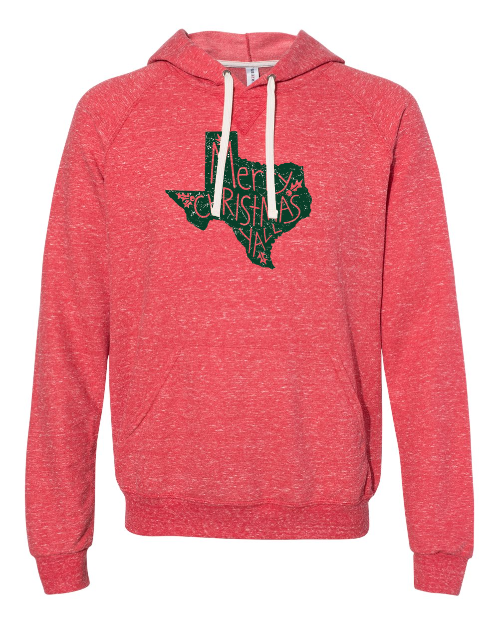 Merry Christmas Y'all Red Snow Heather Hoodie